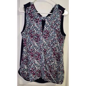 41Hawthorn Women's Cross-Front Floral Top Sleeveless Blouse Blue Back, Size M